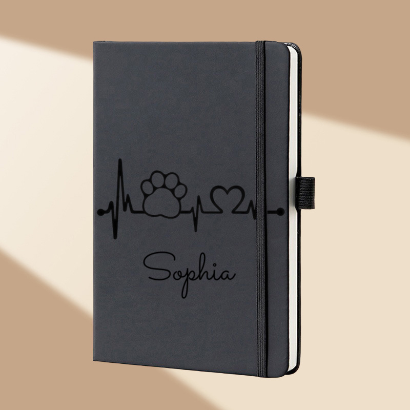 Leatherwork Journal - Op maat gemaakte bloemenmonogram A5 notitieboek