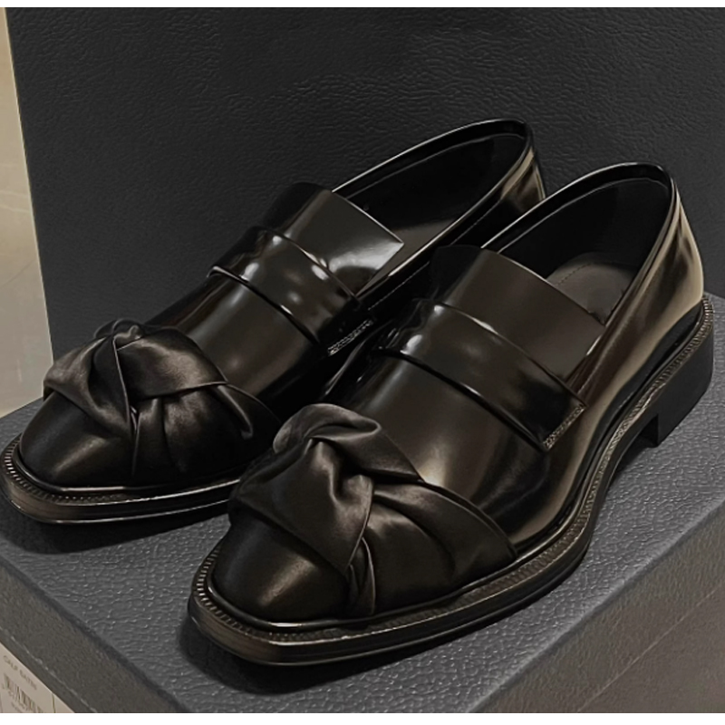 Leather Work Dress - Zwarte lakleren loafers voor heren met