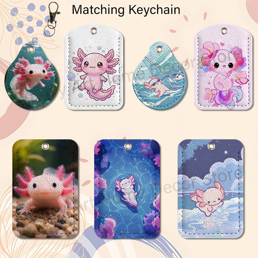 Leatherwork Keychain - Leuke roze A-Axolotl cartoonhouder sleutelhanger voor