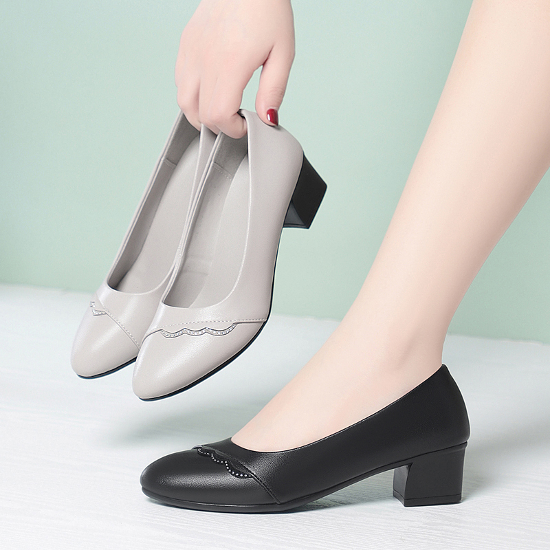 Leather Work Dress - AIYUQI Dames Echt Lederen Pumps Elegante