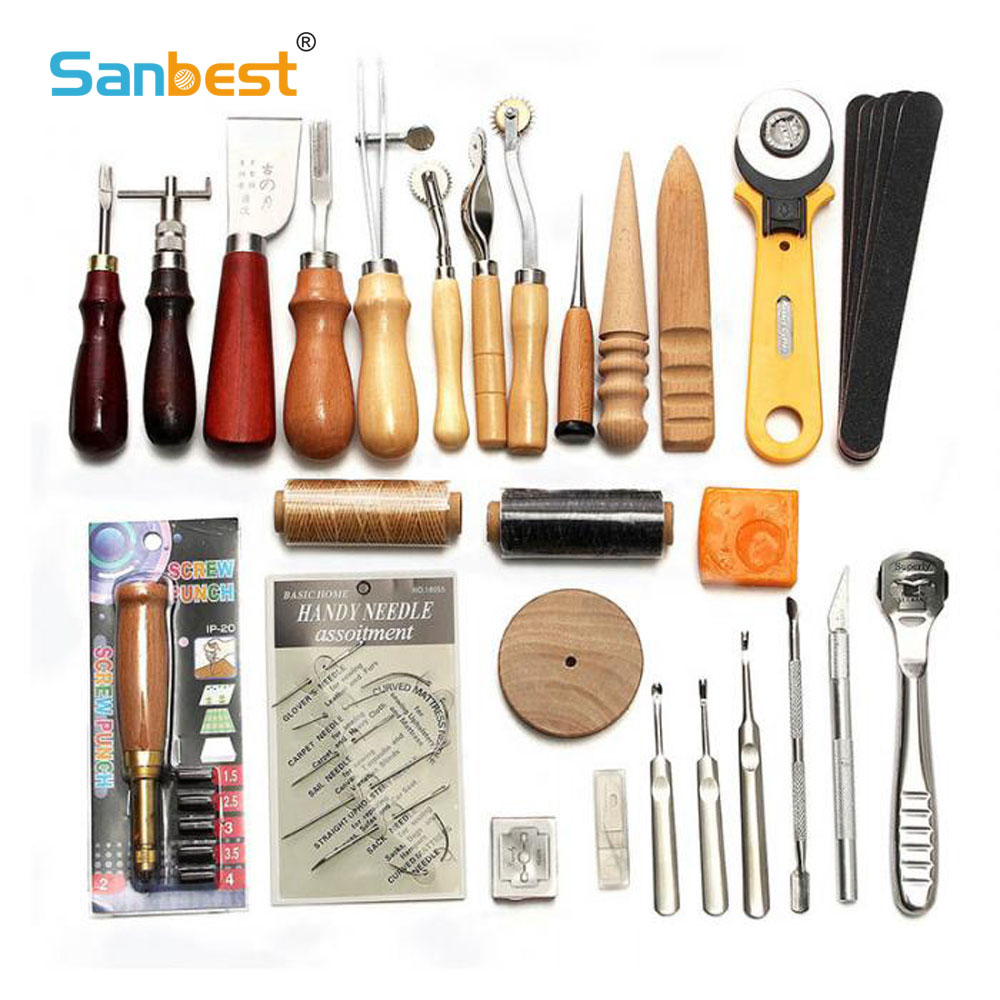 Groover Stitching Tool - Sanbest Professionele Leer Hobbygereedschappen Kit Hand