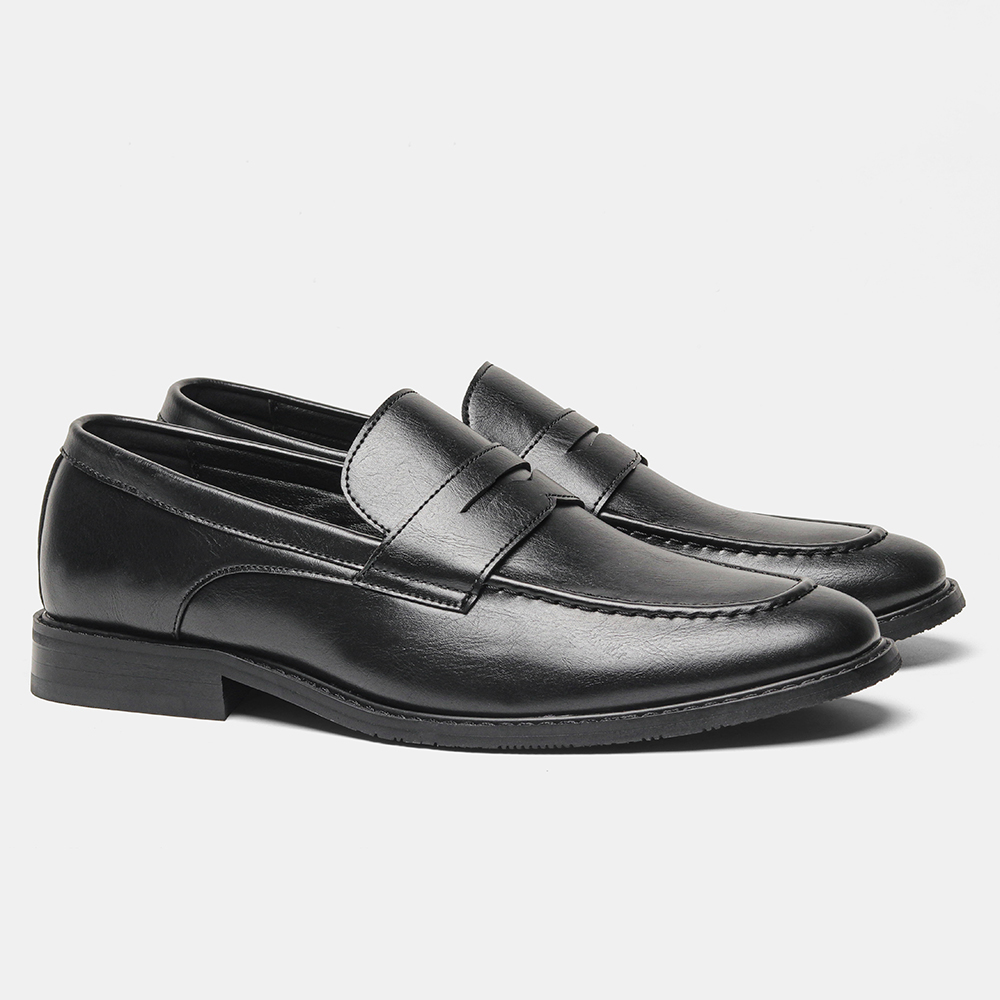 Heren zwarte penny loafers, kl - Leather Work Dress recensie en prijs