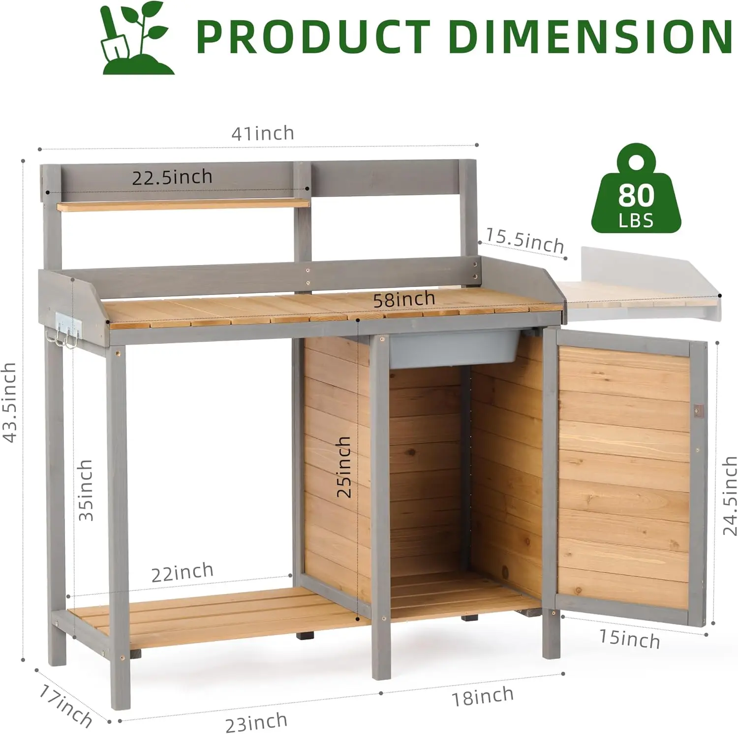 Houten plantentafel met gootst - Leatherwork Bench recensie en prijs
